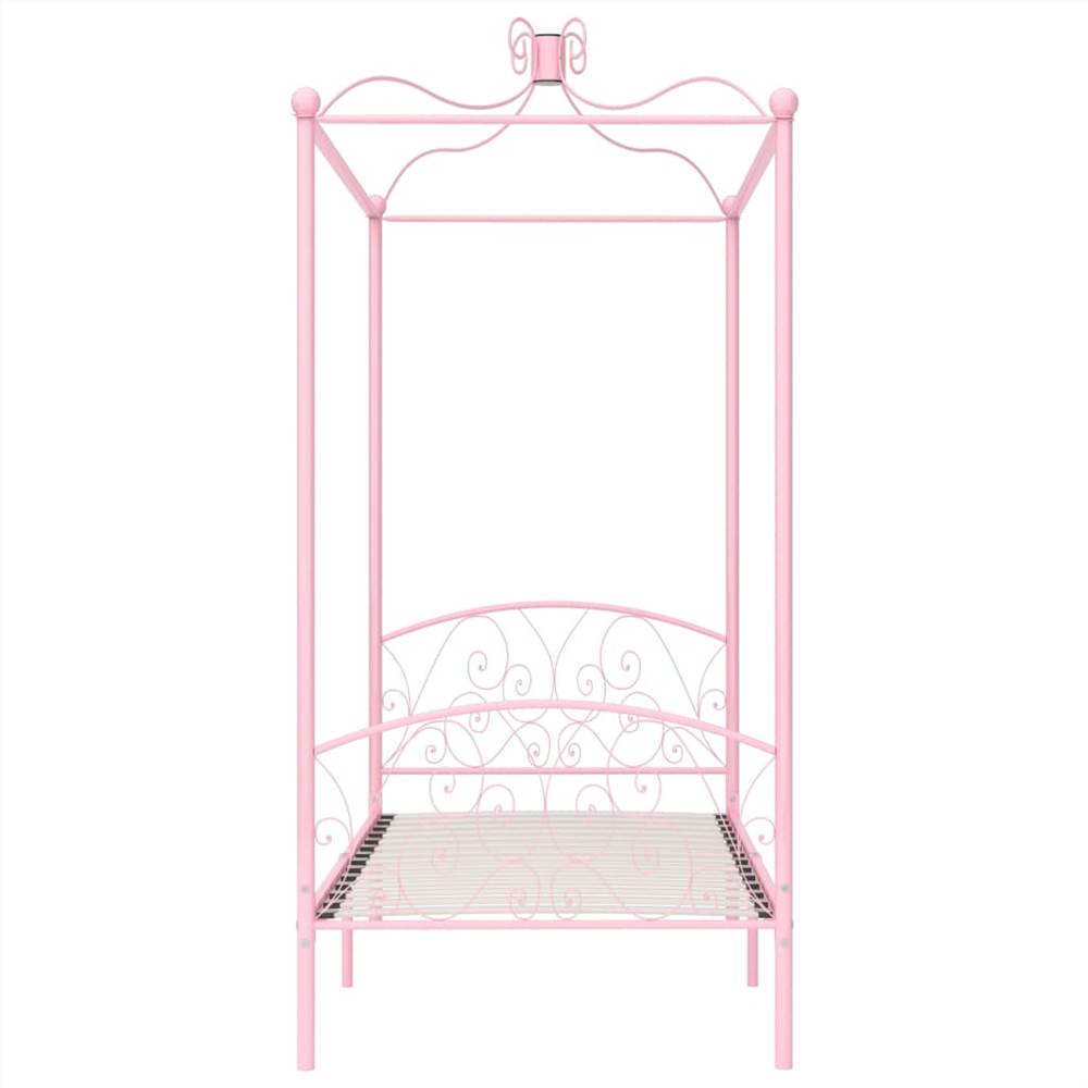 Canopy Bed Frame Pink Metal 90x200 cm