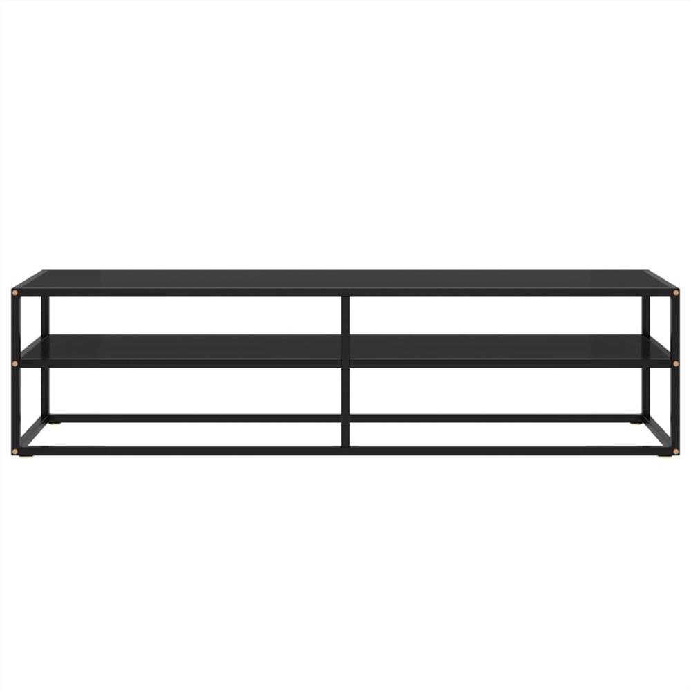 TV Cabinet Black with Black Glass 160x40x40 cm