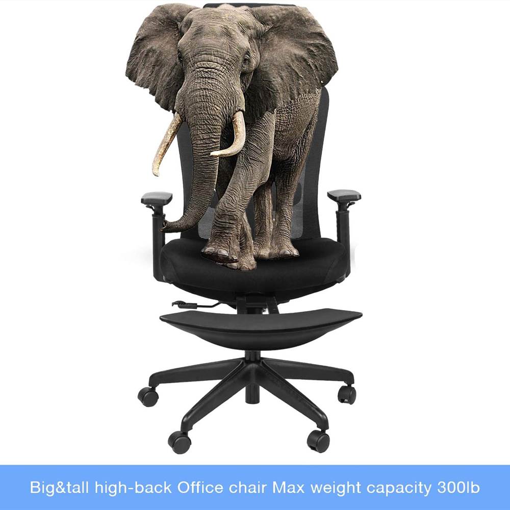 Reclining Office Chair - 300 LB Capacity Ergonomic Computer Mesh Recliner - Executive Swivel Office Desk Chair - Task Chair with Hidden Footrest and Lumbar Support (Black)