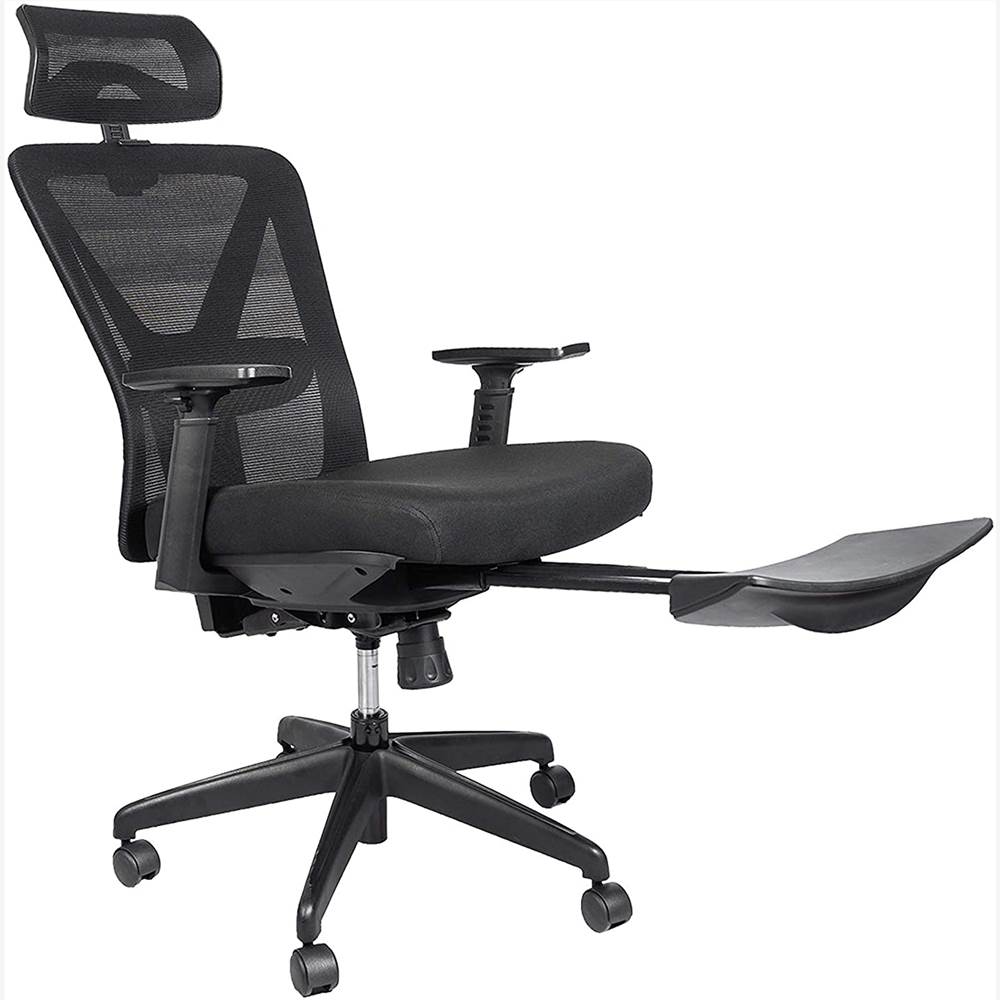 Reclining Office Chair - 300 LB Capacity Ergonomic Computer Mesh Recliner - Executive Swivel Office Desk Chair - Task Chair with Hidden Footrest and Lumbar Support (Black)