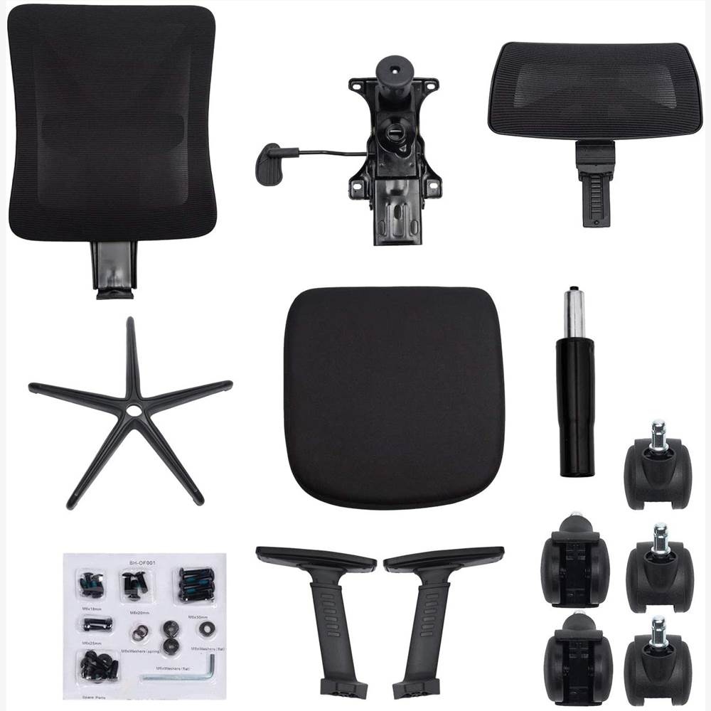 Reclining Office Chair - 300 LB Capacity Ergonomic Computer Mesh Recliner - Executive Swivel Office Desk Chair - Task Chair with Hidden Footrest and Lumbar Support (Black)