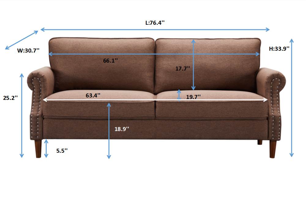 8122 3P-SEATER brown sofa