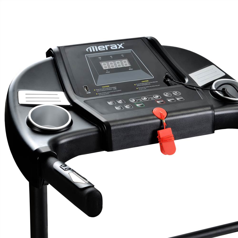 Laufgeräte für den Innenbereich, klappbares Laufband mit voreingestellten Geschwindigkeitsstufen, USB-, AUX- und Bluetooth-Konnektivität und LED-Anzeige, schwarz