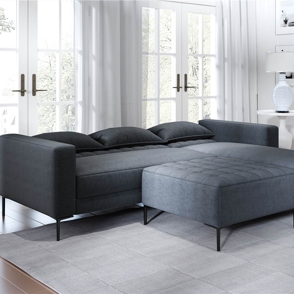 Orisfur. Sectional Couch with Three Pillows, L-Shape Upholstered Sofa bed with Modern Elegant Microsuede Fabric for Living Room Apartment