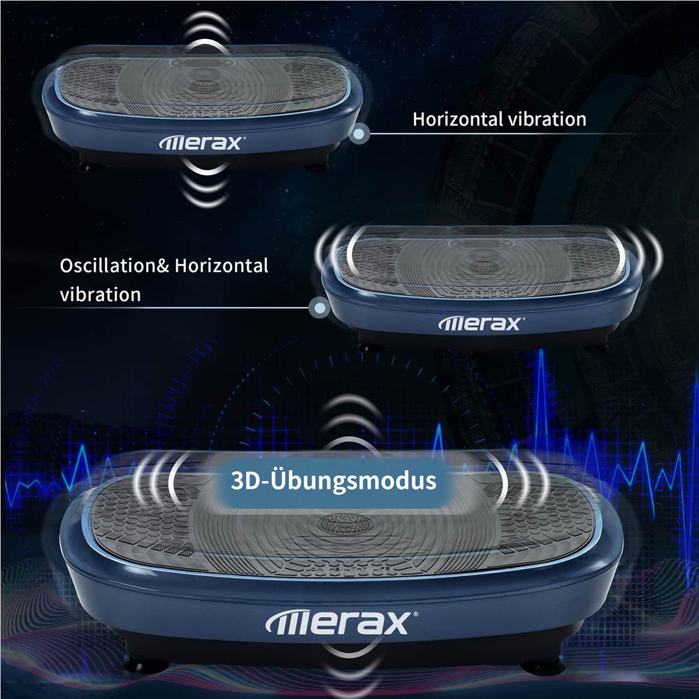 Profi Vibrationsplatte 3D Wipp Vibration Technologie + Bluetooth Musik, Riesige Fläche, 2 Kraftvolle Motoren + einmaliges Design + Trainingsbänder + Fernbedienung