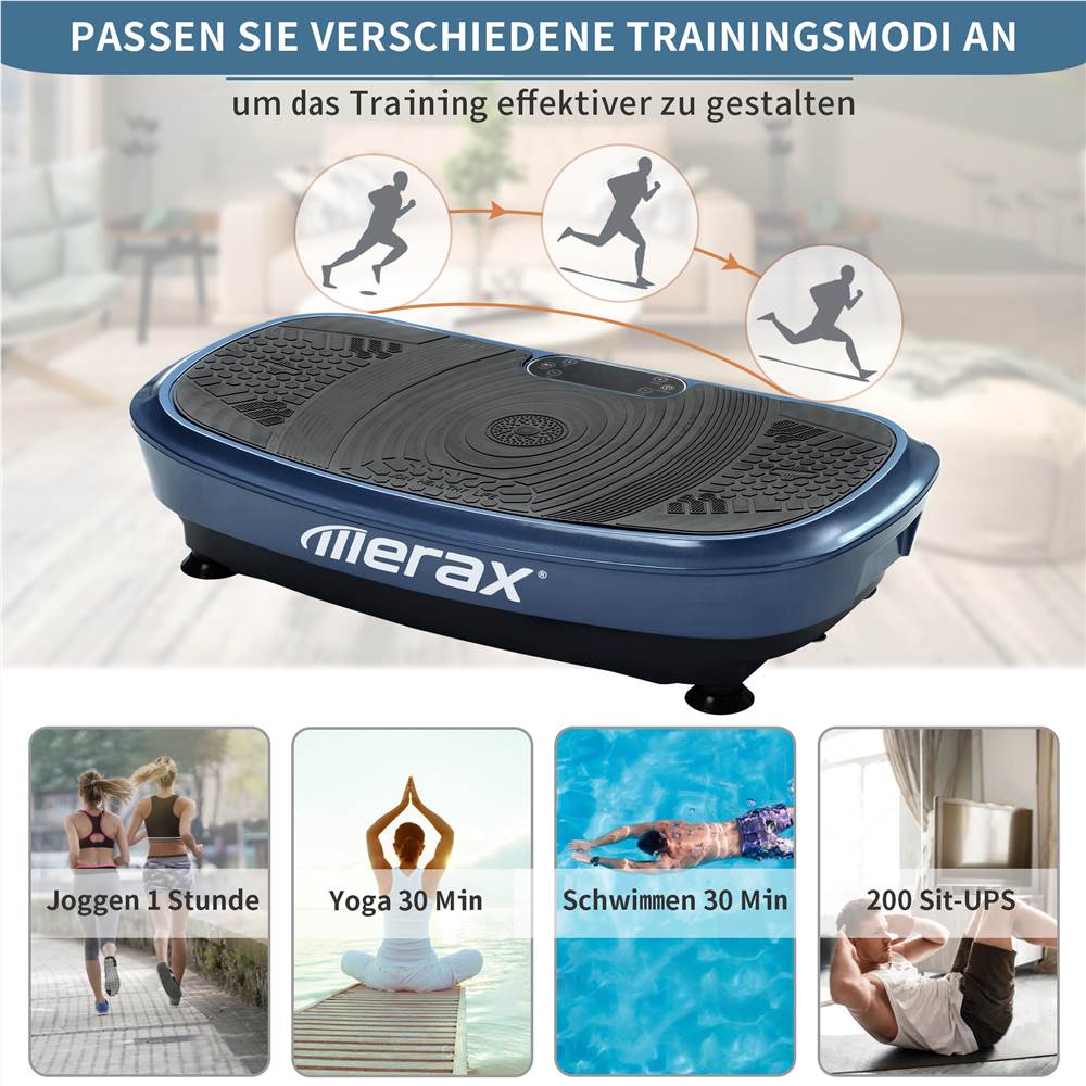 Profi Vibrationsplatte 3D Wipp Vibration Technologie + Bluetooth Musik, Riesige Fläche, 2 Kraftvolle Motoren + einmaliges Design + Trainingsbänder + Fernbedienung