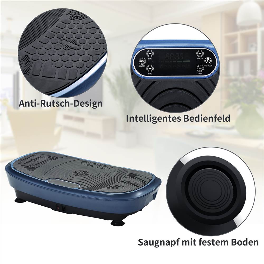 Profi Vibrationsplatte 3D Wipp Vibration Technologie + Bluetooth Musik, Riesige Fläche, 2 Kraftvolle Motoren + einmaliges Design + Trainingsbänder + Fernbedienung