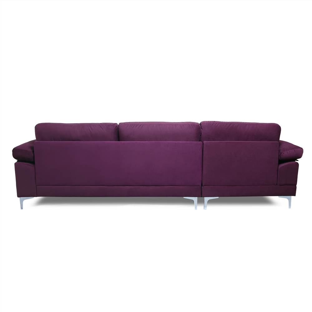 SECTIONAL SOFA PURPLE VELVET LEFT HAND FACING