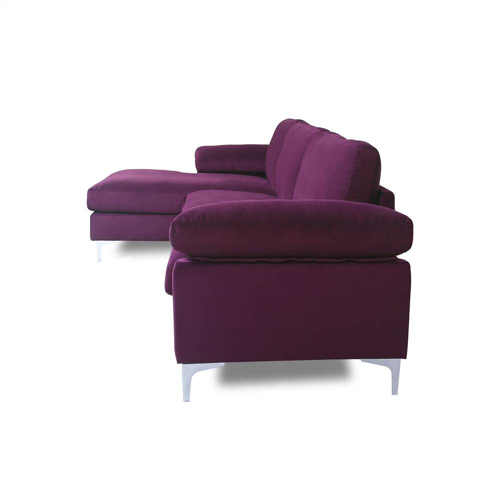 SECTIONAL SOFA PURPLE VELVET LEFT HAND FACING