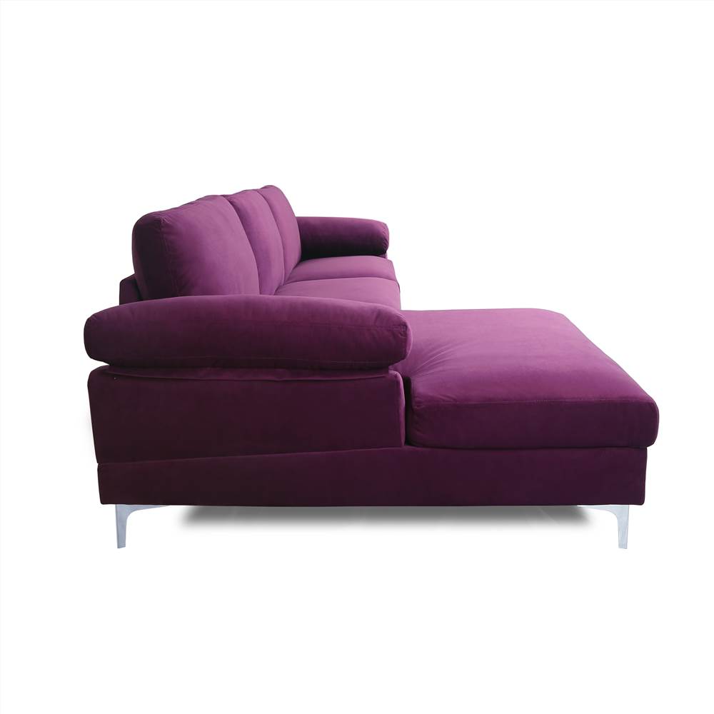 SECTIONAL SOFA PURPLE VELVET LEFT HAND FACING