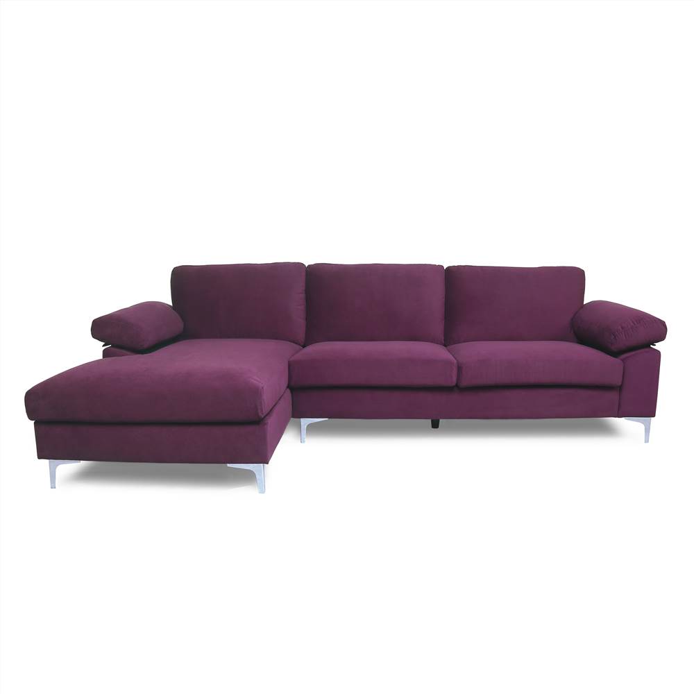 SECTIONAL SOFA PURPLE VELVET LEFT HAND FACING