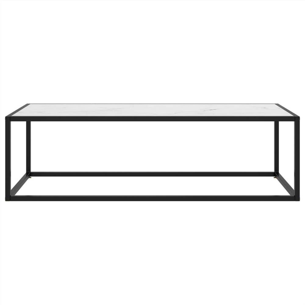 Tea Table Black with White Marble Glass 120x50x35 cm