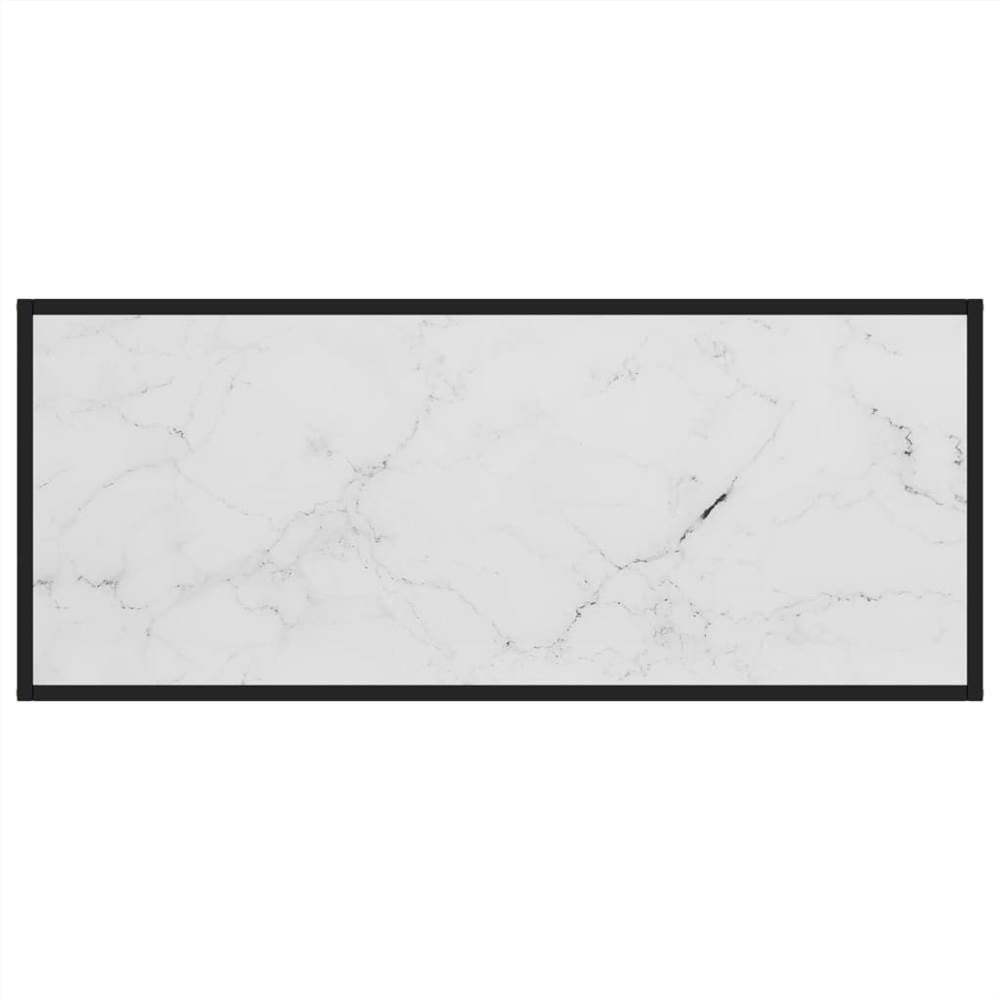 Tea Table Black with White Marble Glass 120x50x35 cm