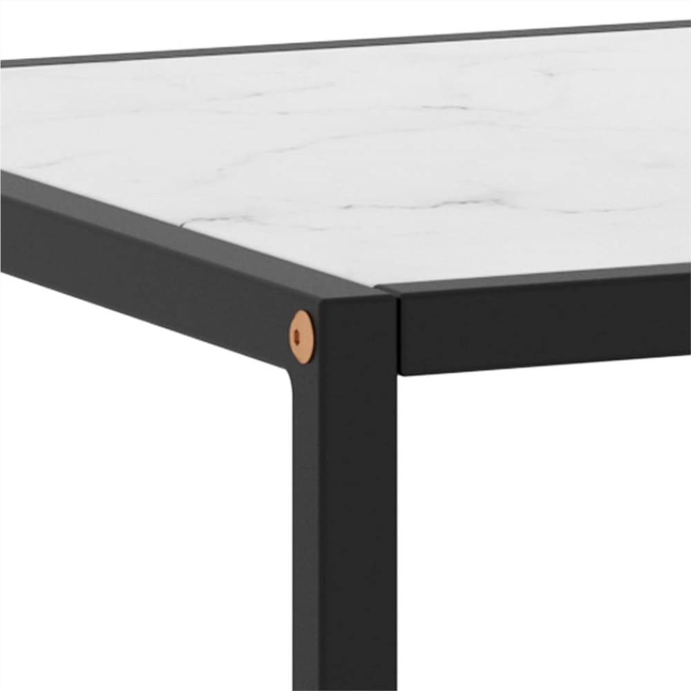 Tea Table Black with White Marble Glass 120x50x35 cm