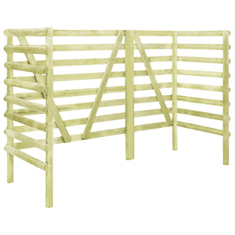 Triple Bin Shed Green 210x80x150 cm Impregnated Pinewood