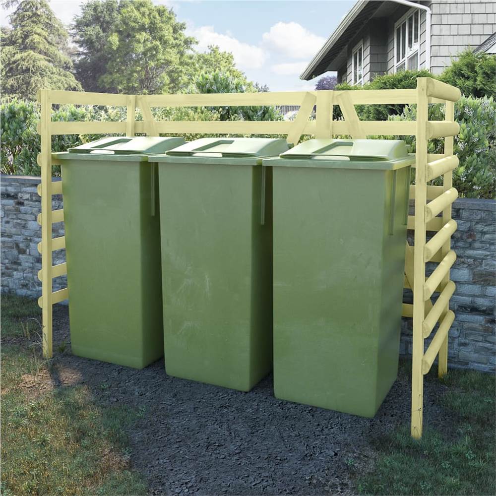 Triple Bin Shed Green 210x80x150 cm Impregnated Pinewood