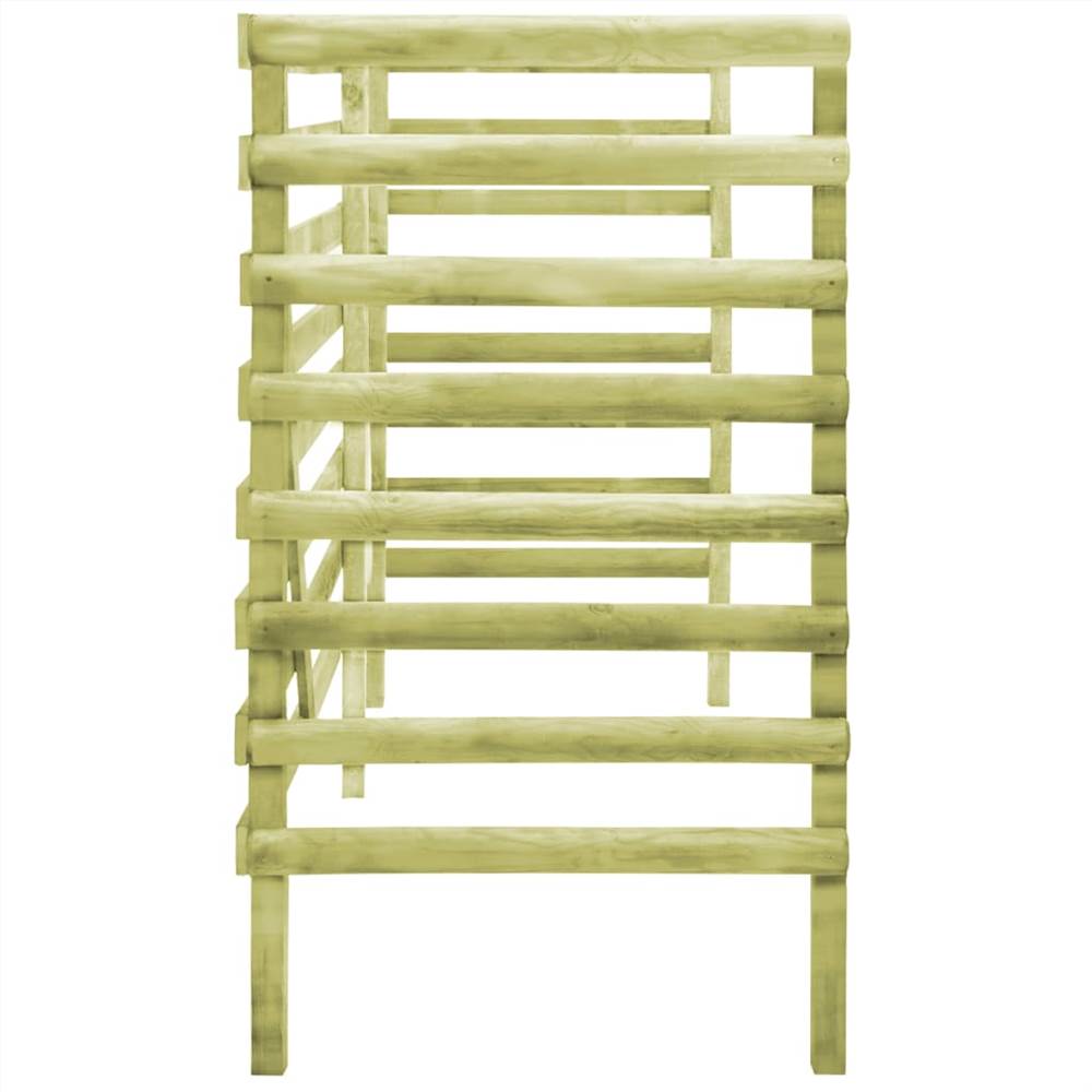 Triple Bin Shed Green 210x80x150 cm Impregnated Pinewood