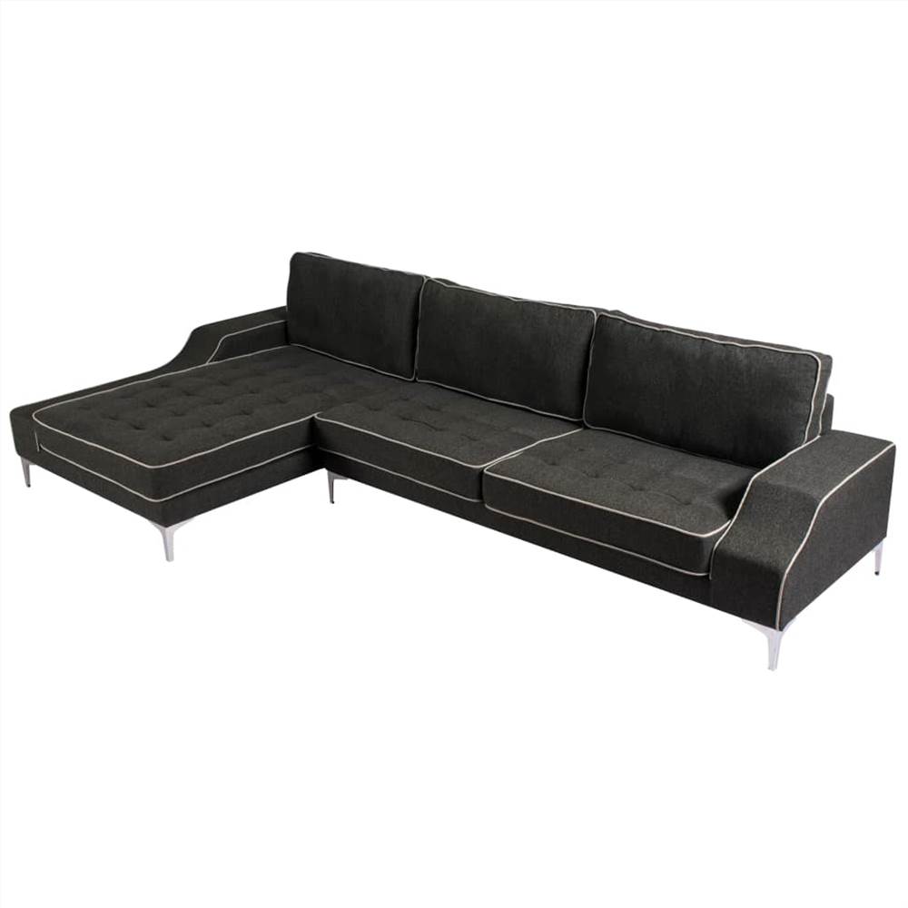 L-Shaped Sofa Fabric Dark Grey XXL 326x163x83 cm