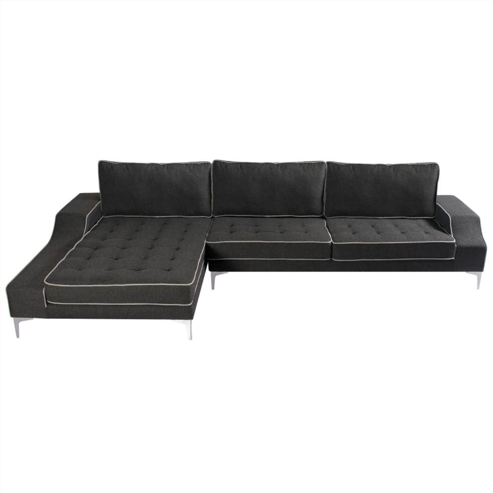 L-Shaped Sofa Fabric Dark Grey XXL 326x163x83 cm