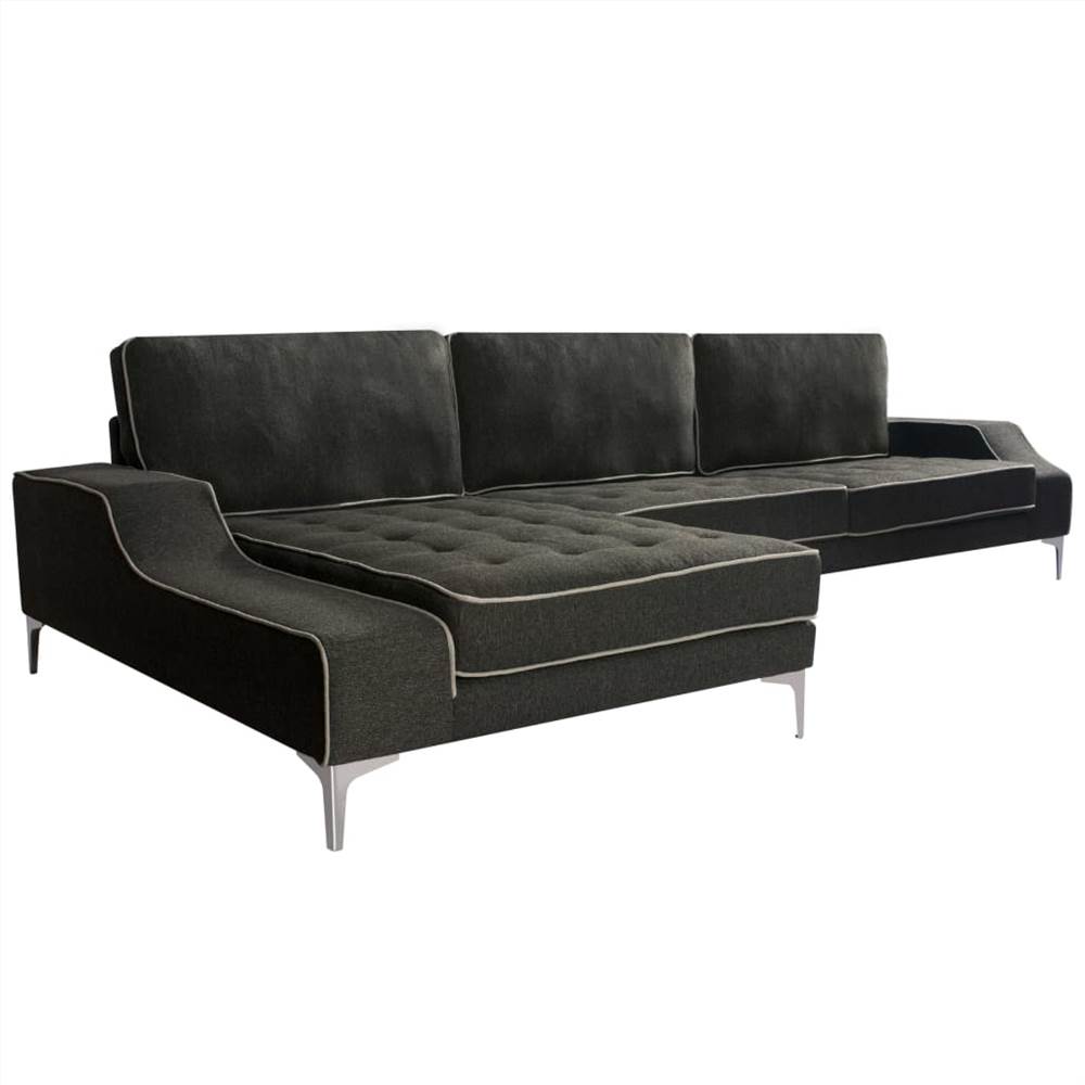 L-Shaped Sofa Fabric Dark Grey XXL 326x163x83 cm