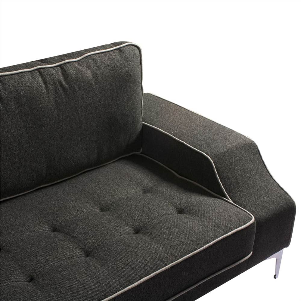 L-Shaped Sofa Fabric Dark Grey XXL 326x163x83 cm
