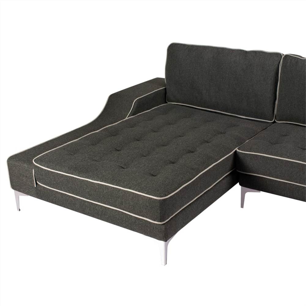 L-Shaped Sofa Fabric Dark Grey XXL 326x163x83 cm