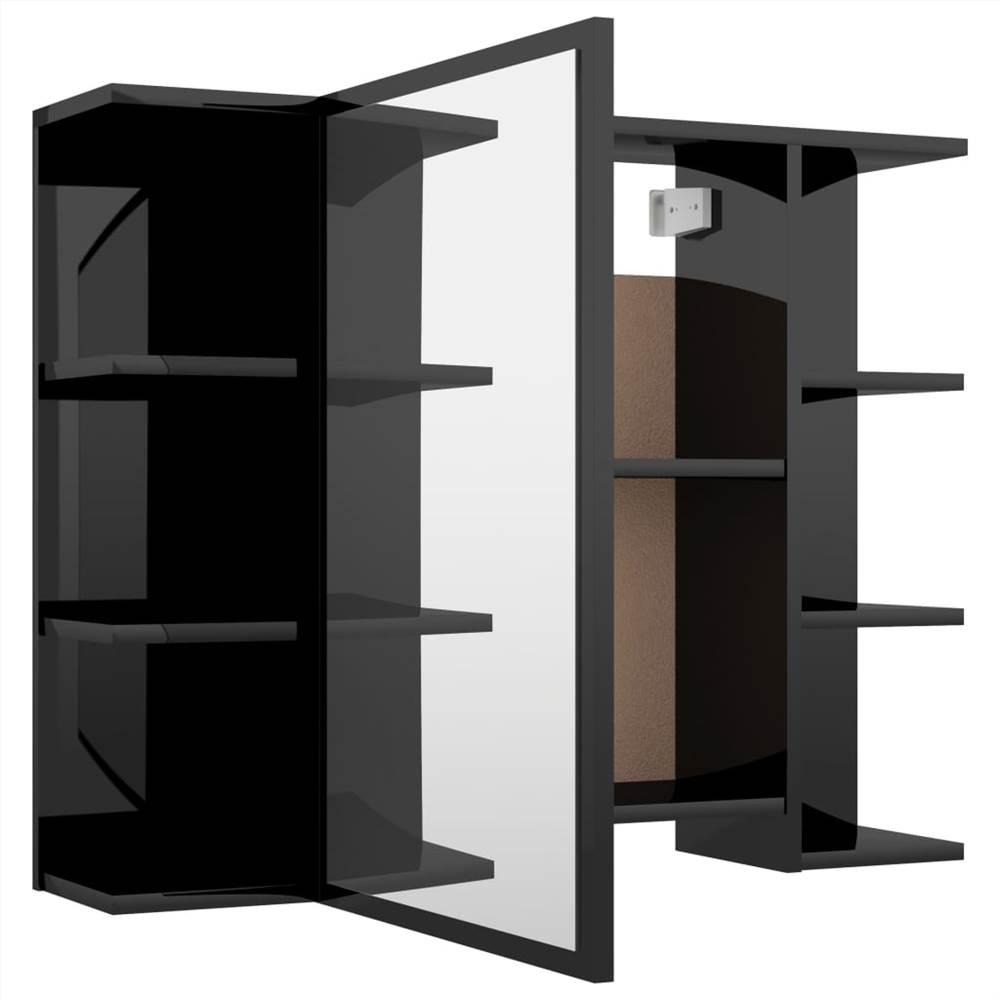 Bathroom Mirror Cabinet High Gloss Black 80x20.5x64 cm Chipboard