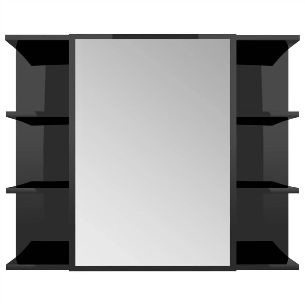 Bathroom Mirror Cabinet High Gloss Black 80x20.5x64 cm Chipboard