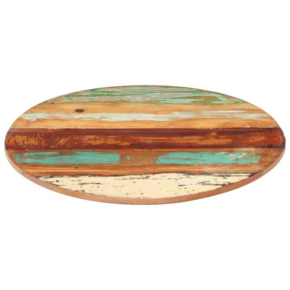 Round Table Top 80 cm 15-16 mm Solid Reclaimed Wood