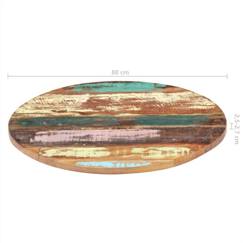 Round Table Top 80 cm 25-27 mm Solid Reclaimed Wood