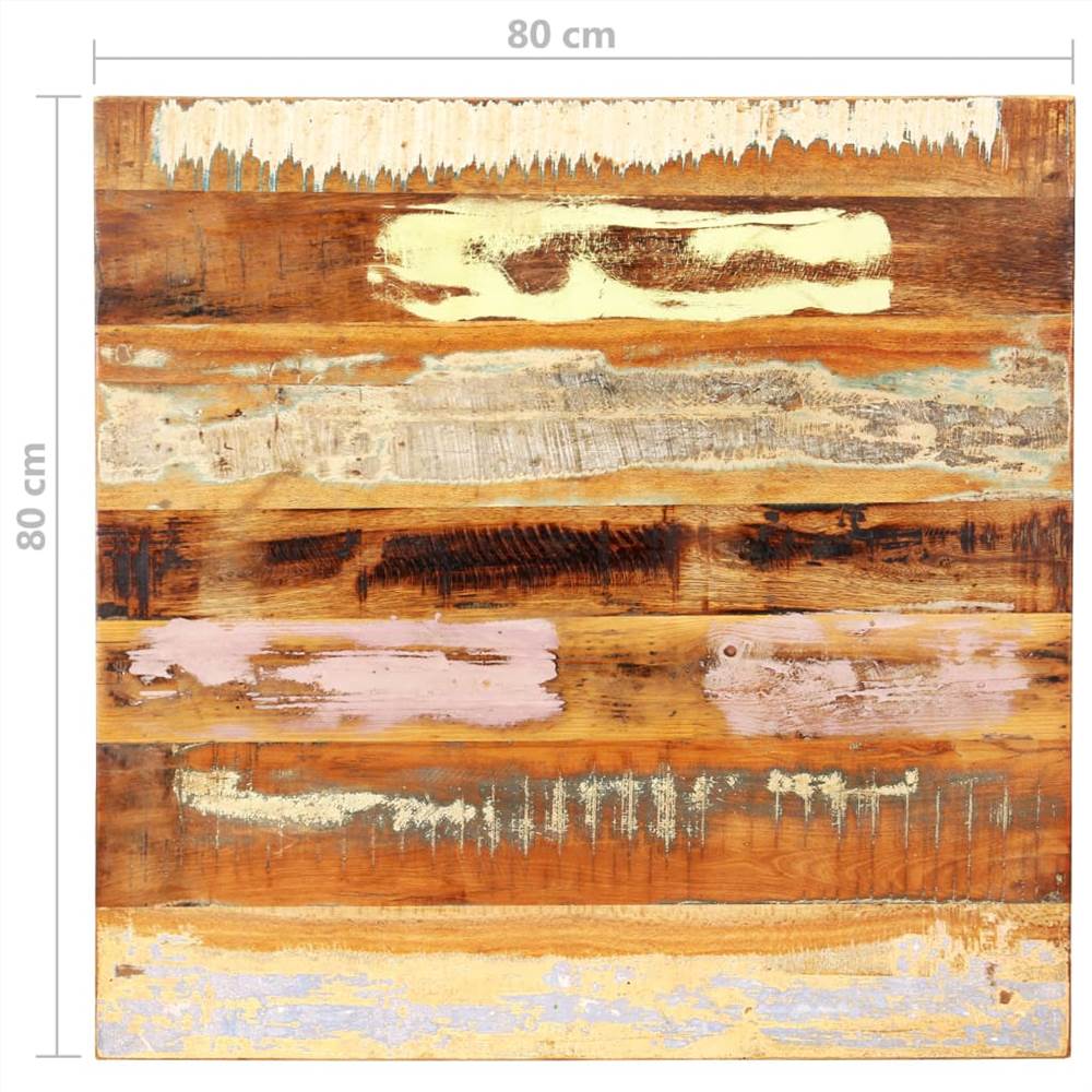 Square Table Top 80x80 cm 25-27 mm Solid Reclaimed Wood