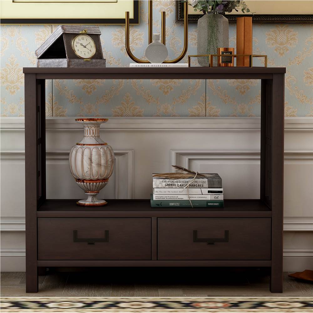 

TREXM 36'' Console Table with 2 Bottom Drawers, for Entrance Hallway, Dining Room, Kitchen - Espresso