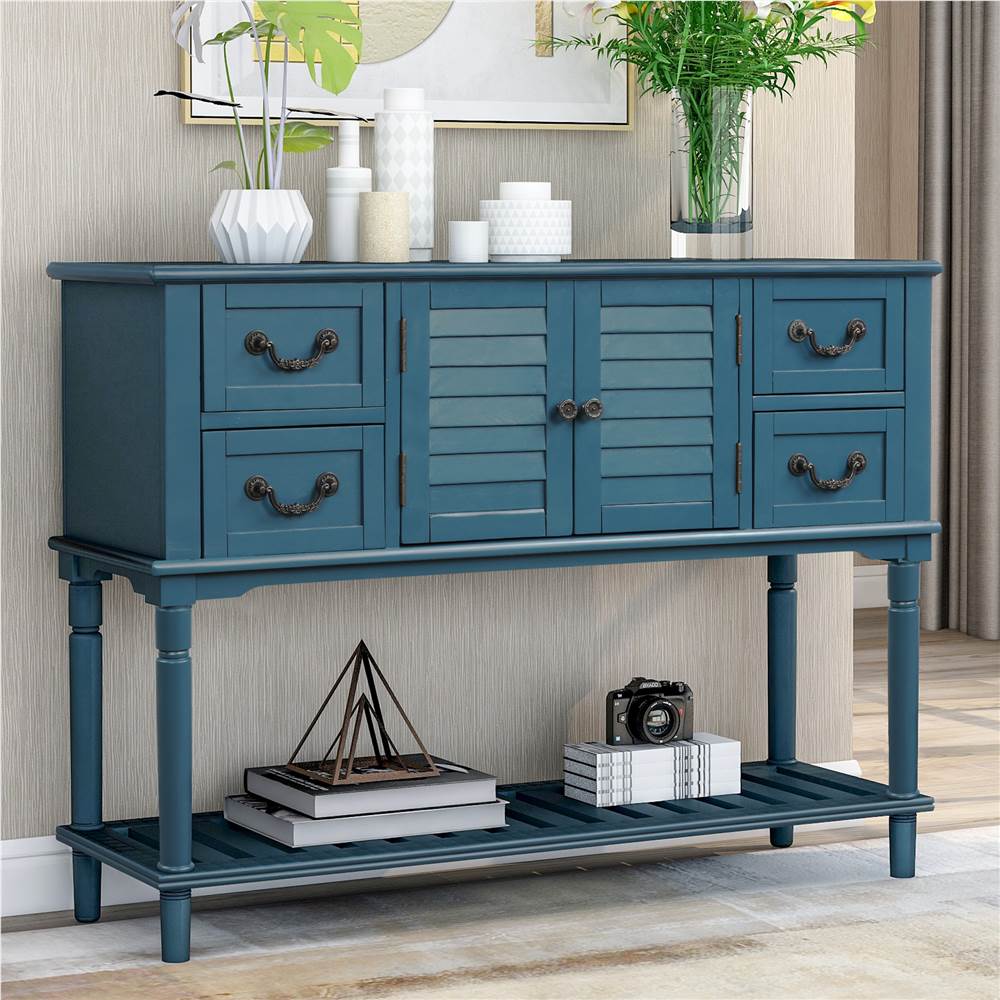 

TREXM 45'' Console Table with 4 Storage Drawers, 1 Cabinet and Bottom Shelf, for Entrance, Hallway, Dining Room, Kitchen - Navy