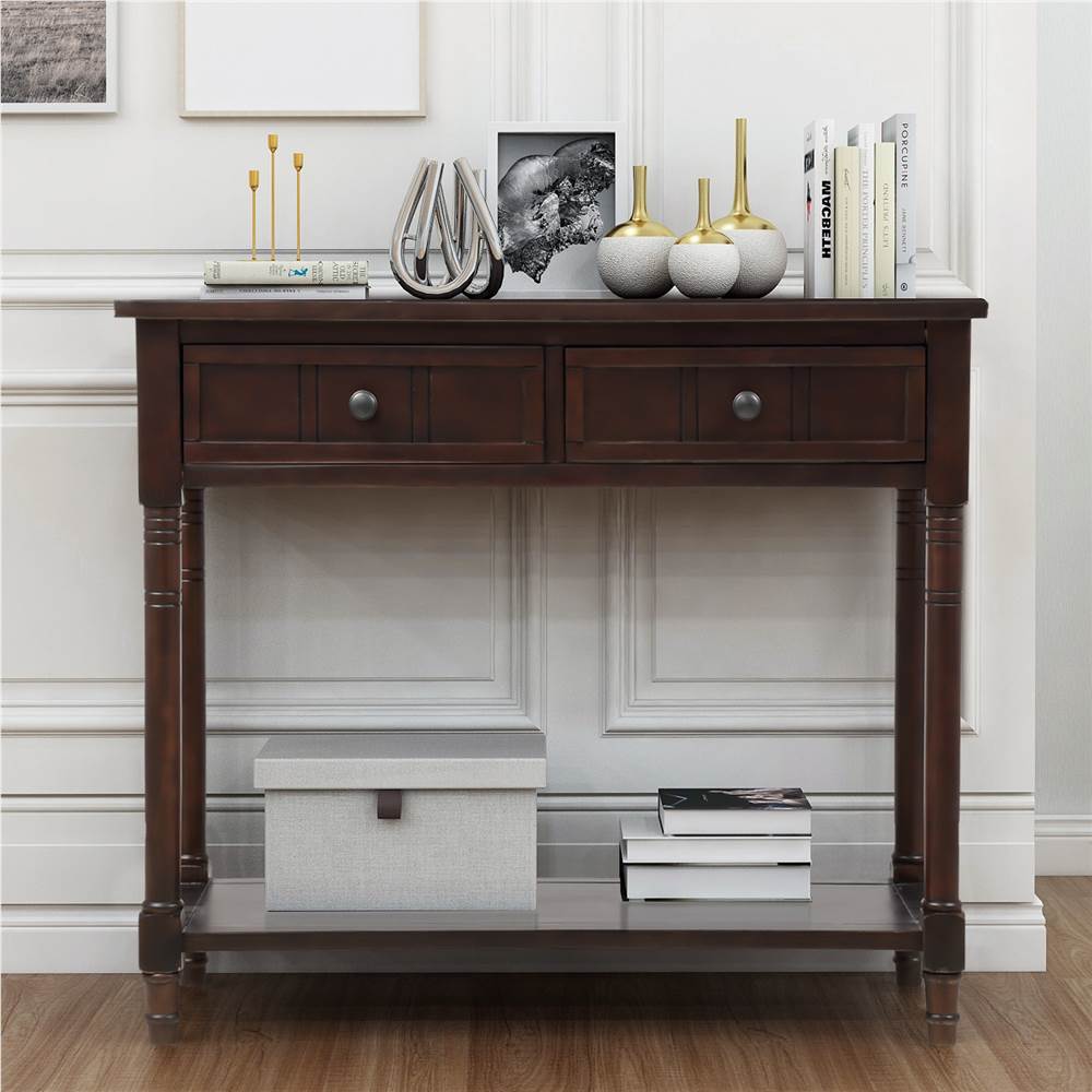 

TREXM 35'' Console Table with 2 Storage Drawers, and Bottom Shelf, for Entrance, Hallway, Dining Room, Kitchen - Espresso