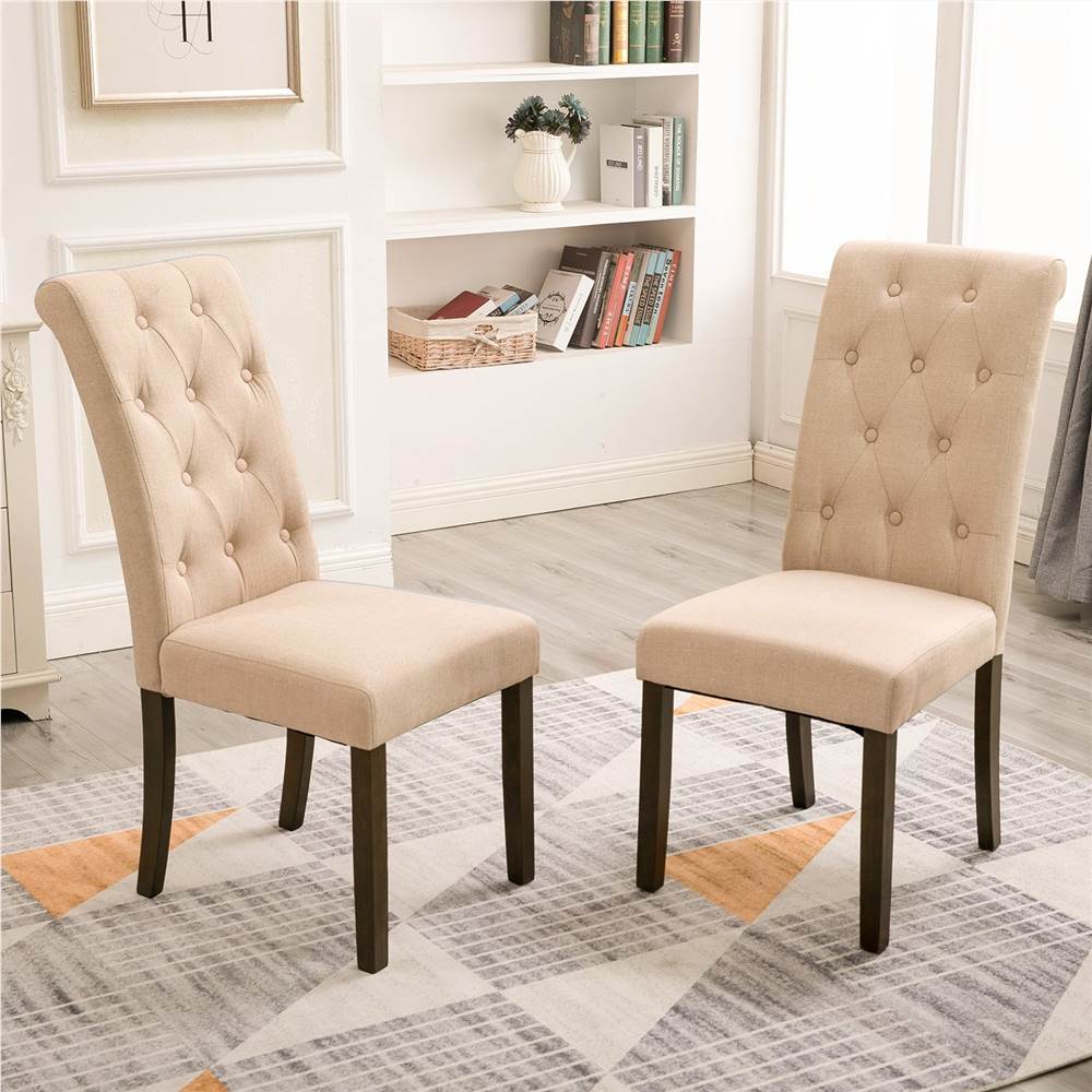 

Orisfur Aristocratic Style Solid Wooden Tufted Dining Chair Set of 2, for Kitchen, Living Room, Cafe, Reception Room - Beige