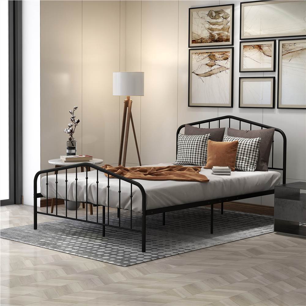 

Queen Size Metal Platform Bed Frame with Headboard, Footboard, and Metal Slats Support, No Spring Box Required (Frame Only) - Black