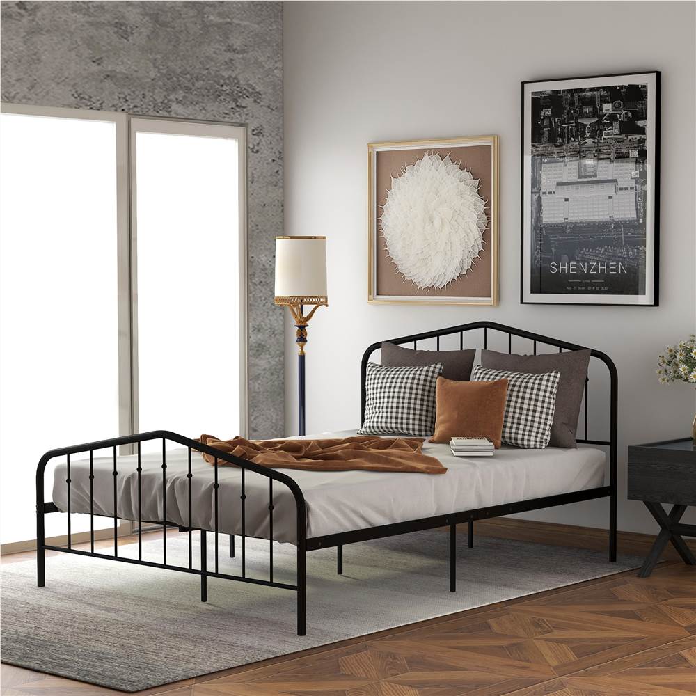 

Twin Size Metal Platform Bed Frame with Headboard, Footboard, and Metal Slats Support, No Spring Box Required (Frame Only) - Black