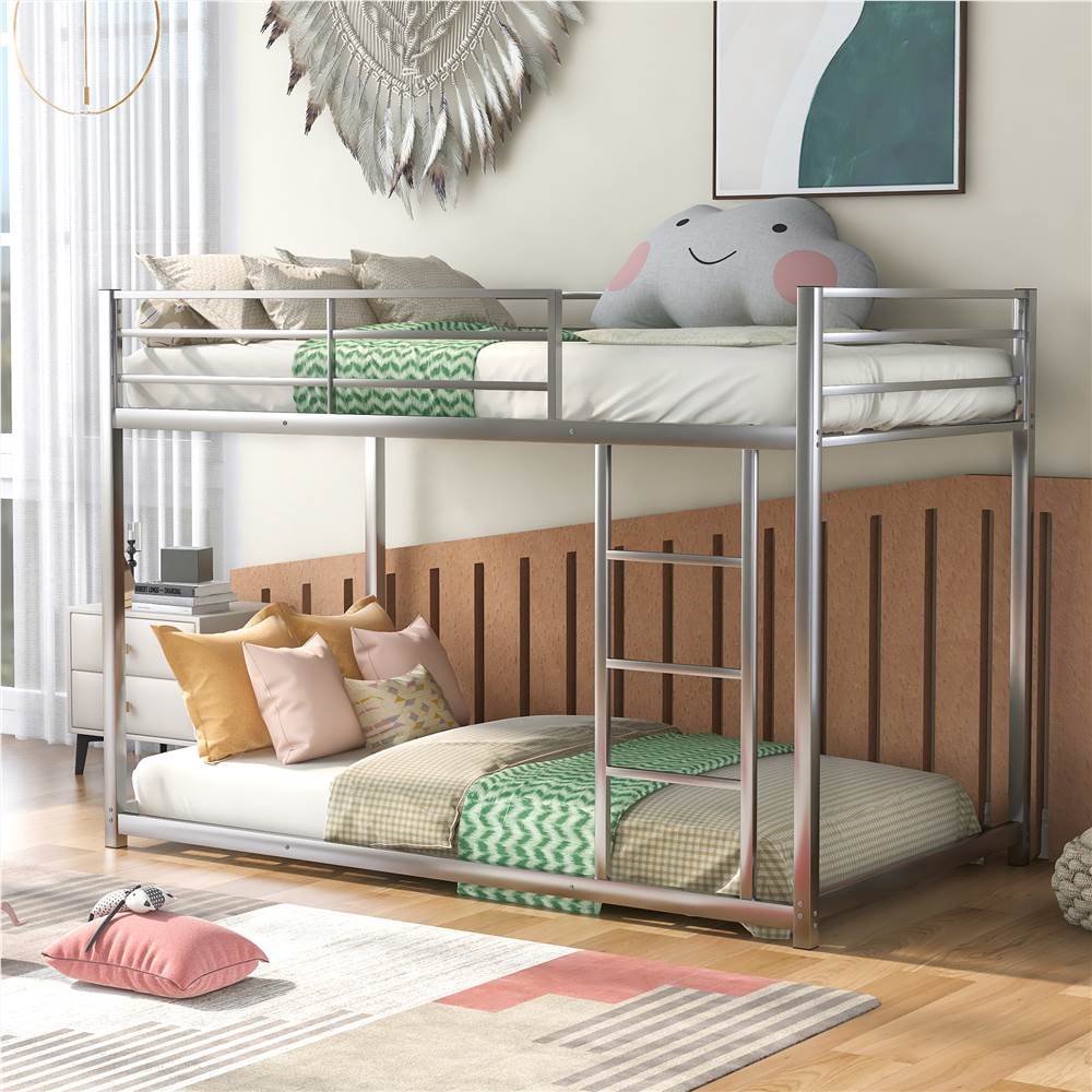Twin-Over-Twin Size Bunk Bed Frame with Ladder, and Metal Slats Support, No Spring Box Required (Frame Only) - Silver
Twin-Over-Twin Size Bunk Bed Frame with Ladder, and Metal Slats Support, No Spring Box Required (Frame Only) - Silver