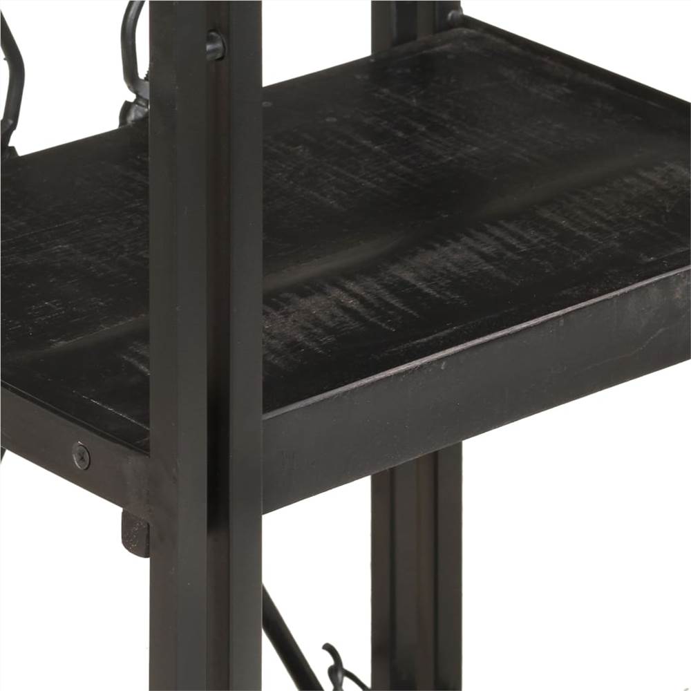 3-Tier Bookcase Black 40x30x80 cm Solid Mango Wood
