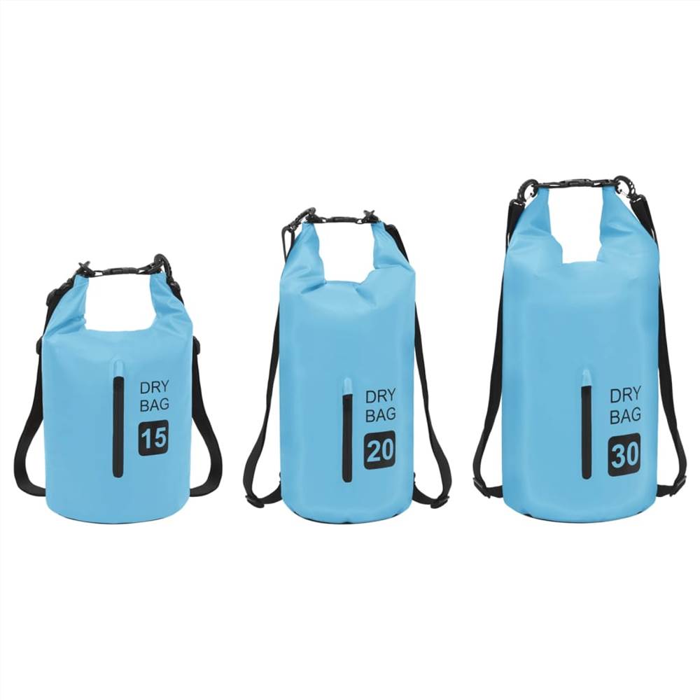 Dry Bag with Zipper Blue 15 L PVC