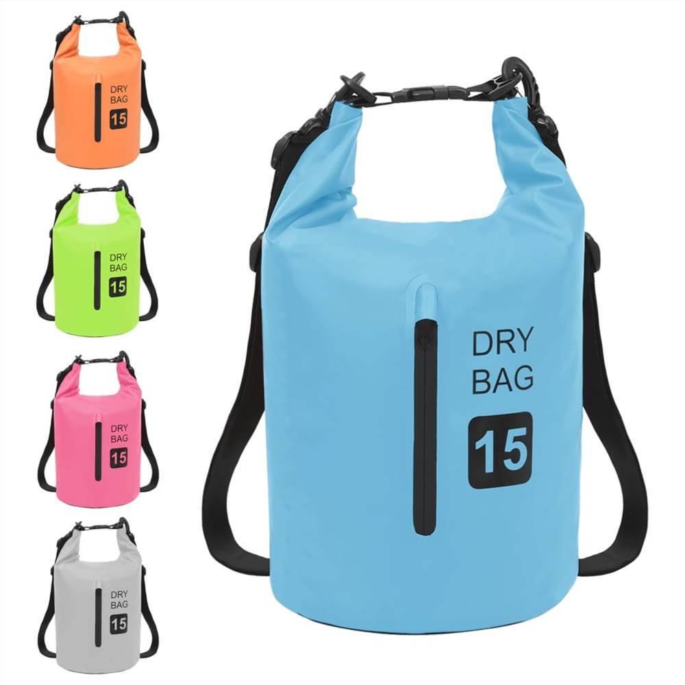 Dry Bag with Zipper Blue 15 L PVC
