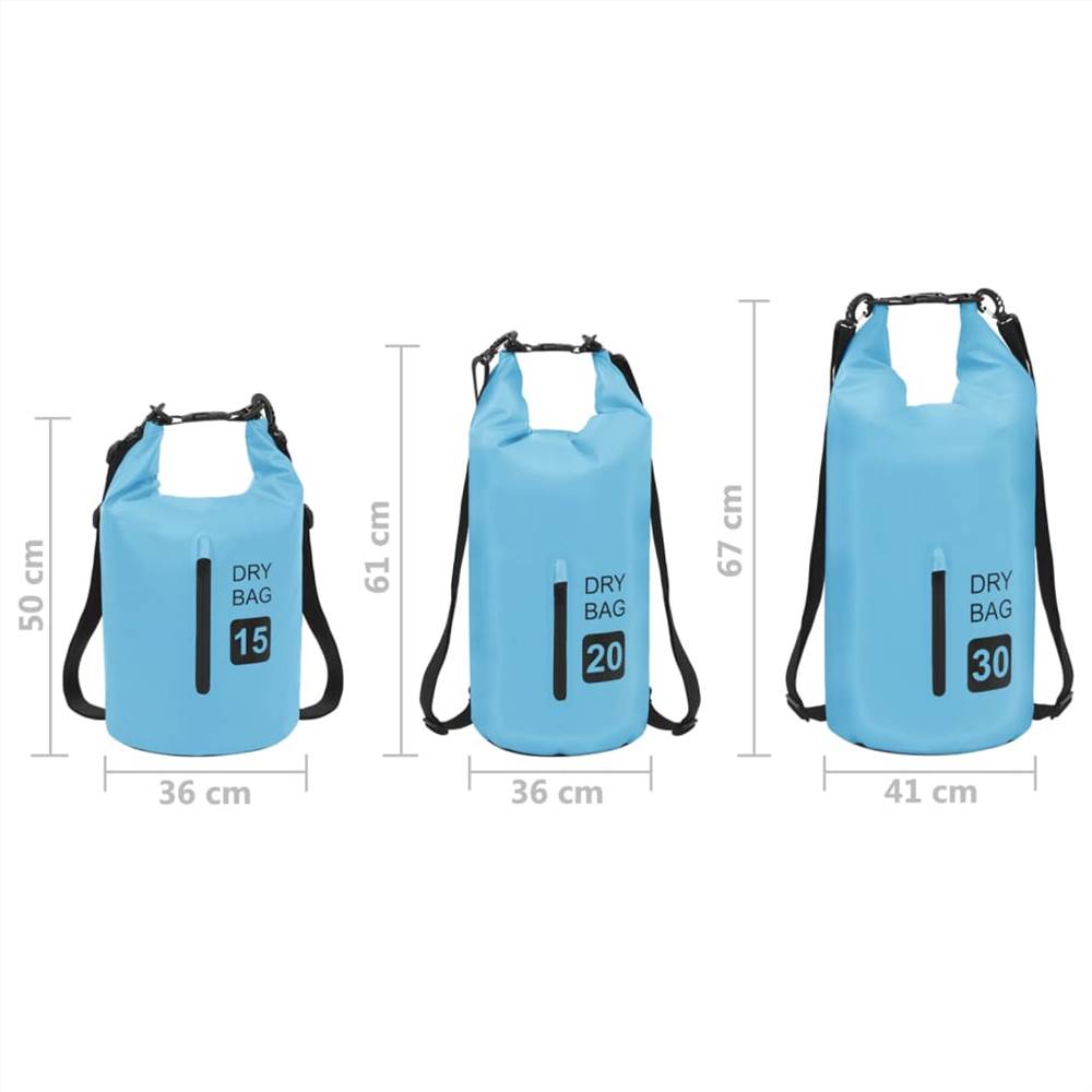 Dry Bag with Zipper Blue 15 L PVC