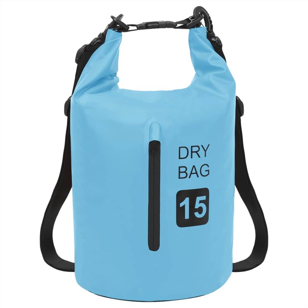 Dry Bag with Zipper Blue 15 L PVC