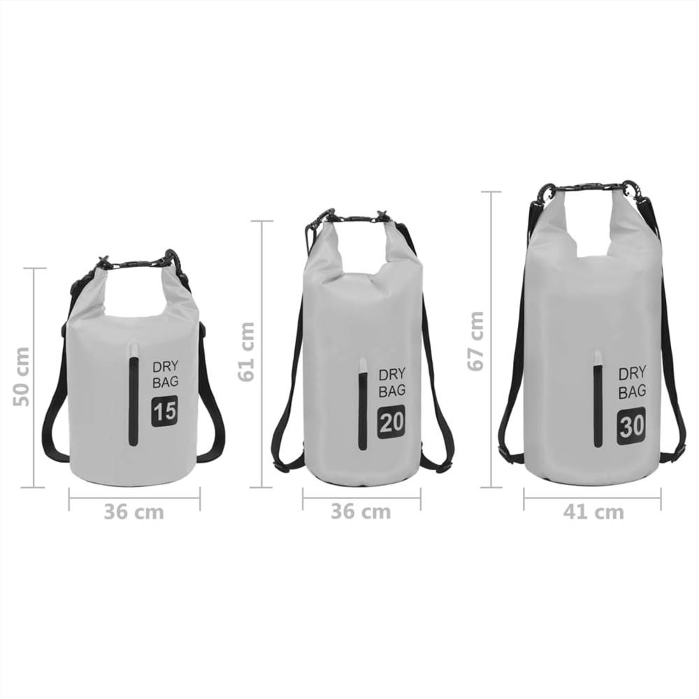 Dry Bag with Zipper Grey 20 L PVC