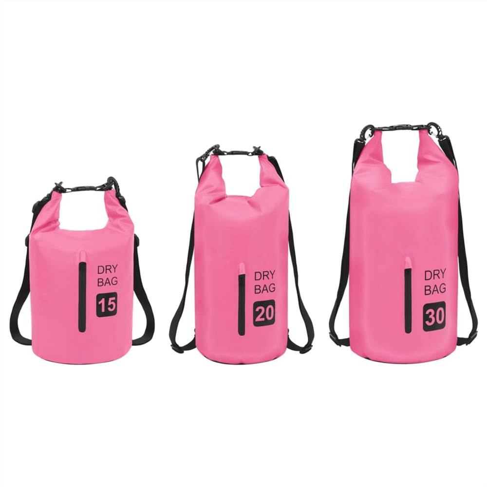 Dry Bag with Zipper Pink 15 L PVC