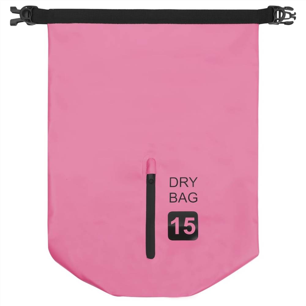 Dry Bag with Zipper Pink 15 L PVC