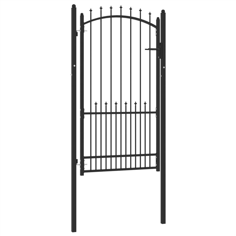 Fence Gate with Spikes Steel 100x175 cm Black