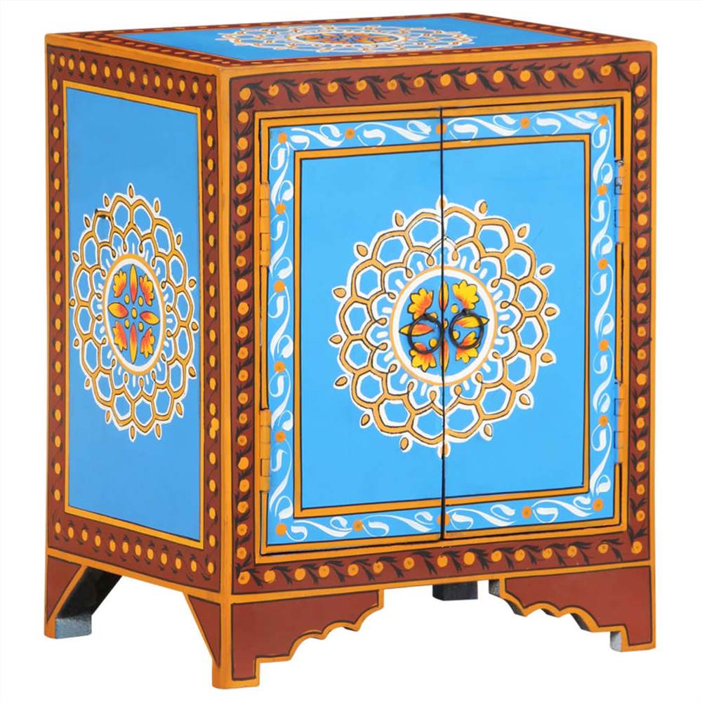 Hand Painted Bedside Cabinet 40x30x50 cm Solid Mango Wood