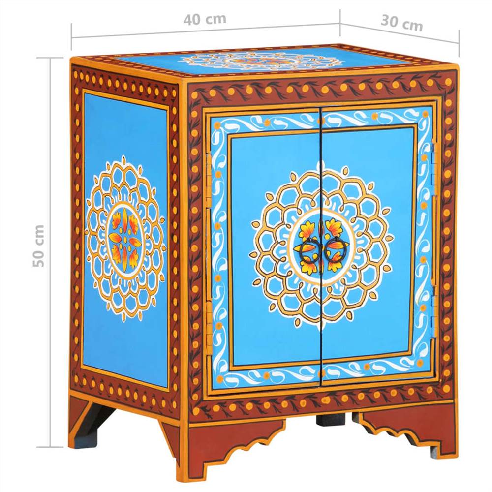 Hand Painted Bedside Cabinet 40x30x50 cm Solid Mango Wood