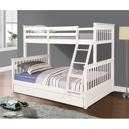Twin-Over-Full Size Bunk Bed Frame with Ladder, and Wooden Slats Support, No Spring Box Required (Frame Only) - White
Twin-Over-Full Size Bunk Bed Frame with Ladder, and Wooden Slats Support, No Spring Box Required (Frame Only) - White